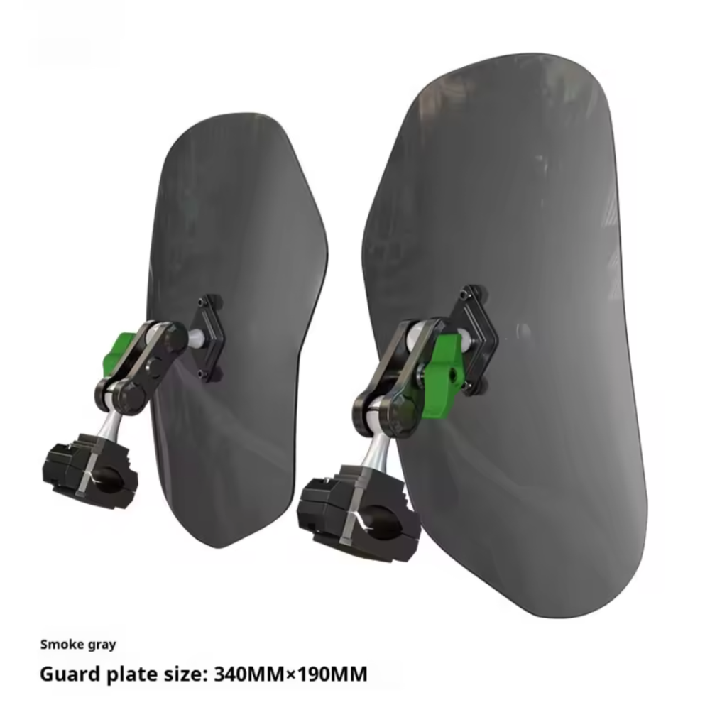Smoke gray knee wind deflectors for VOGE CU525, 340 x 190 mm