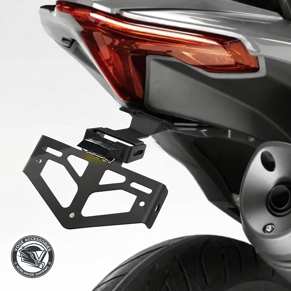 Motorcycle License Plate Holder Tail Tidy Bracket with LED Light for VOGE DS / DSX Models