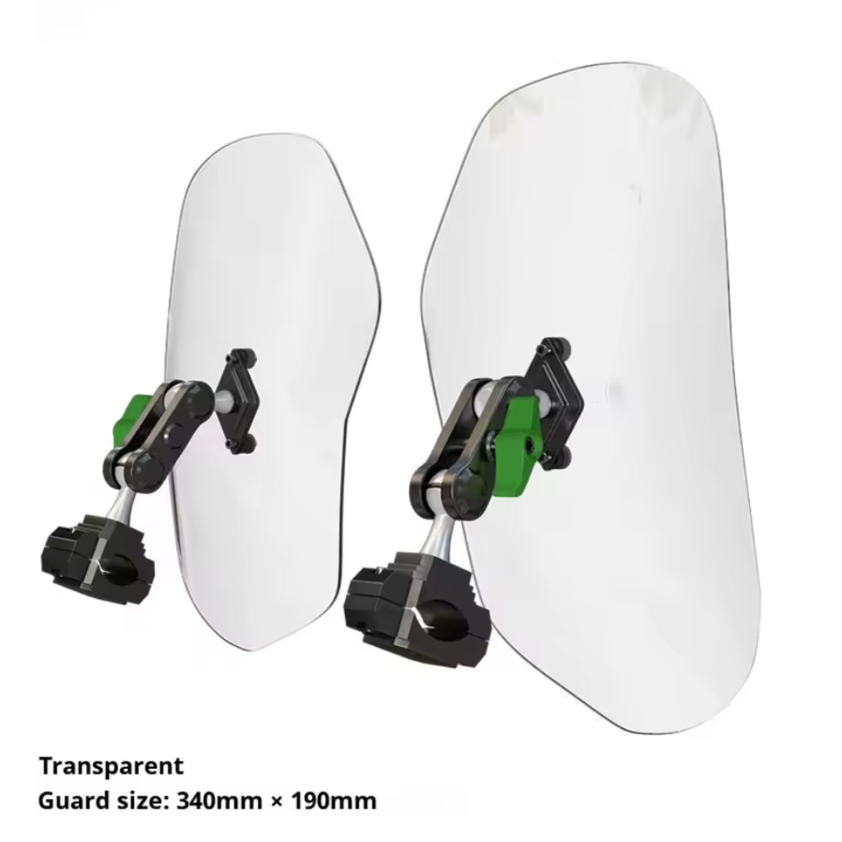 Transparent knee wind deflectors for VOGE CU525, 340 x 190 mm