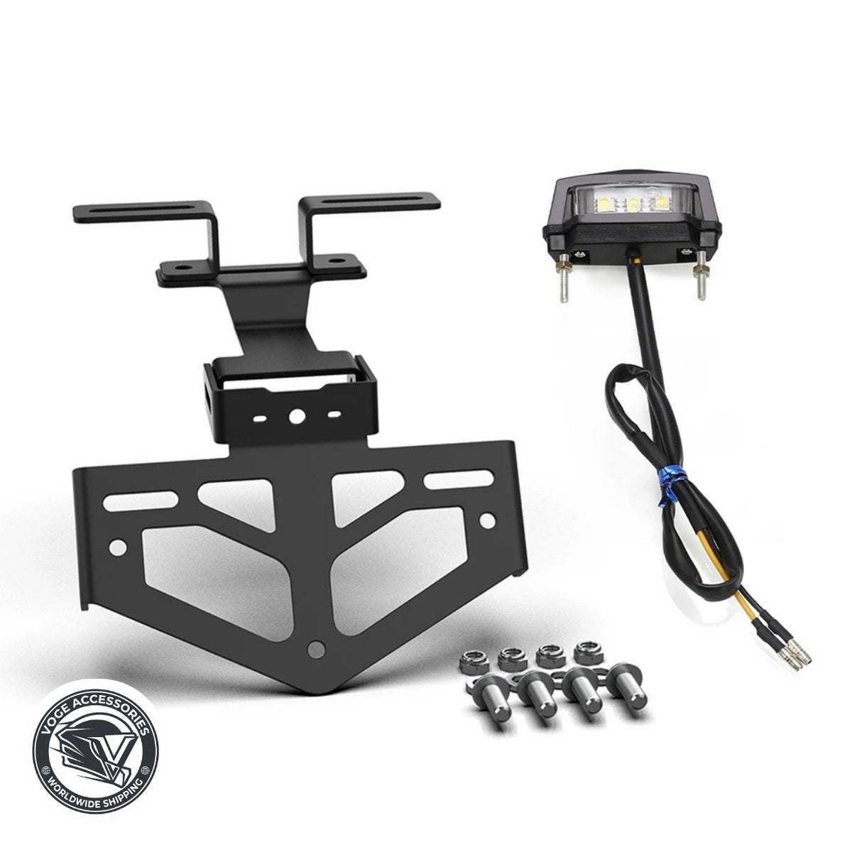 Motorcycle License Plate Holder Tail Tidy Bracket with LED Light for VOGE DS / DSX Models