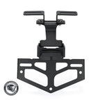 Black license plate holder tail tidy bracket, front view