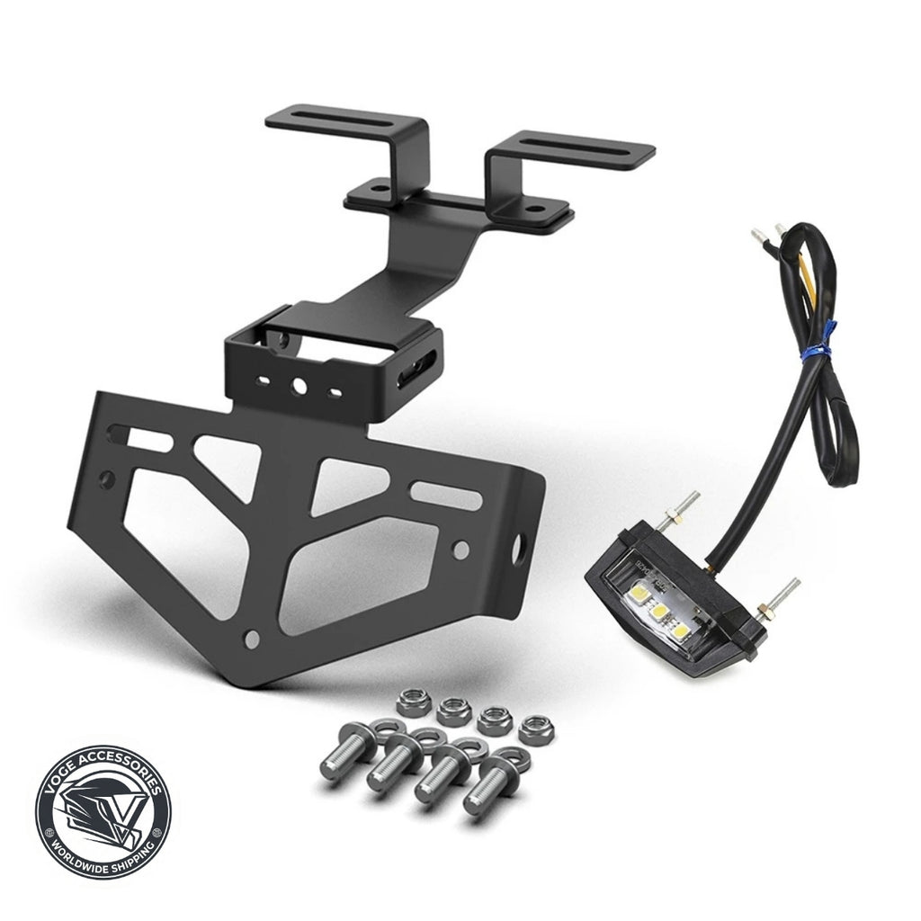 Black tail tidy license plate holder with LED plate light and mounting bolts
