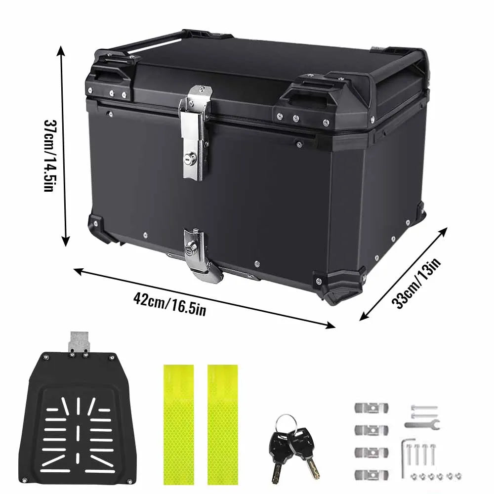 45L / 55L / 65L Motorcycle Top Box - Aluminum or ABS Waterproof Rear Trunk
