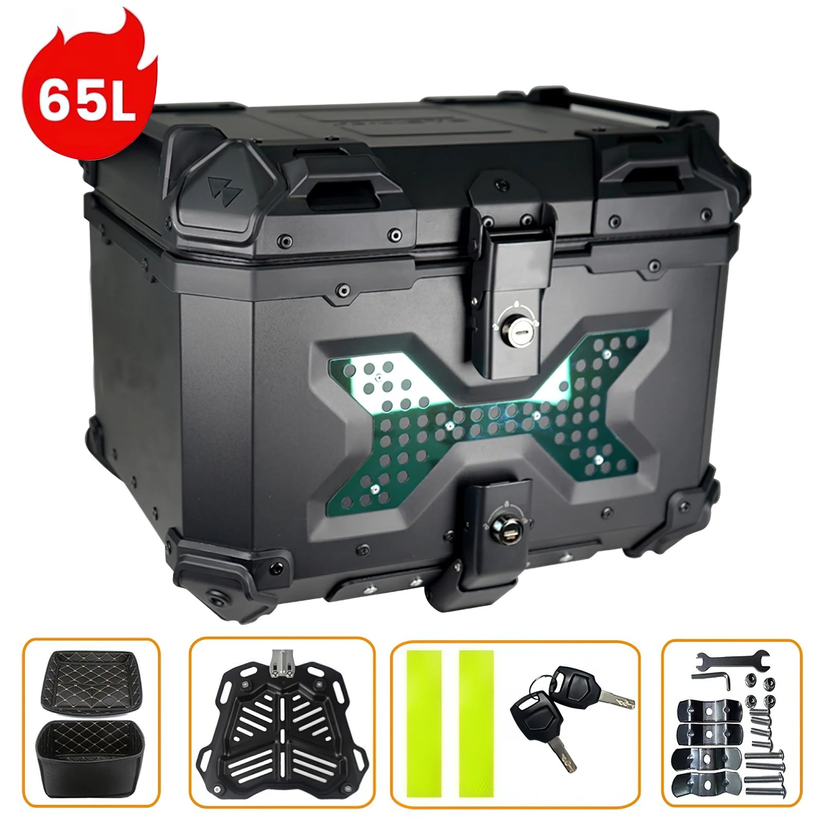 45L / 55L / 65L Aluminum Motorcycle Top Box – Universal Rear Luggage Case