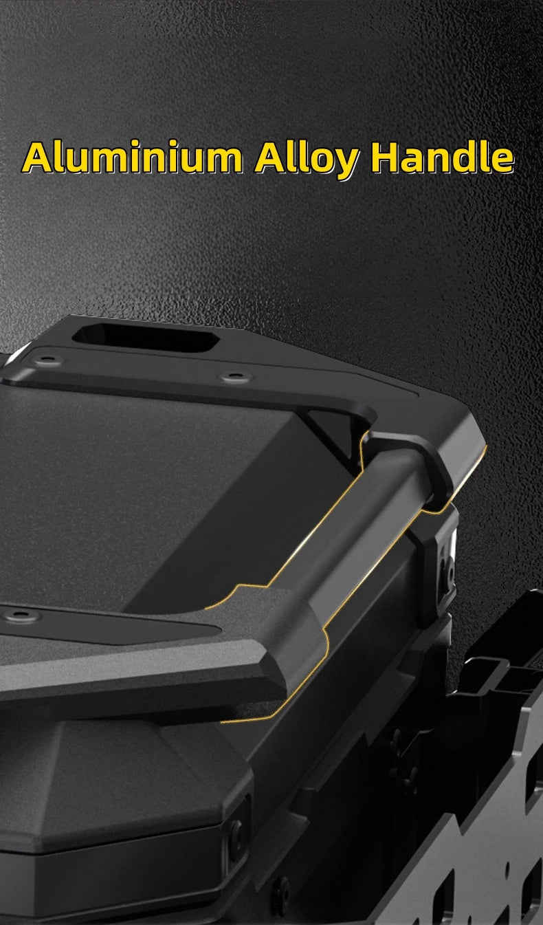 55L / 65L Aluminum Motorcycle Top Box – Folding Armor Rear Luggage with Backrest