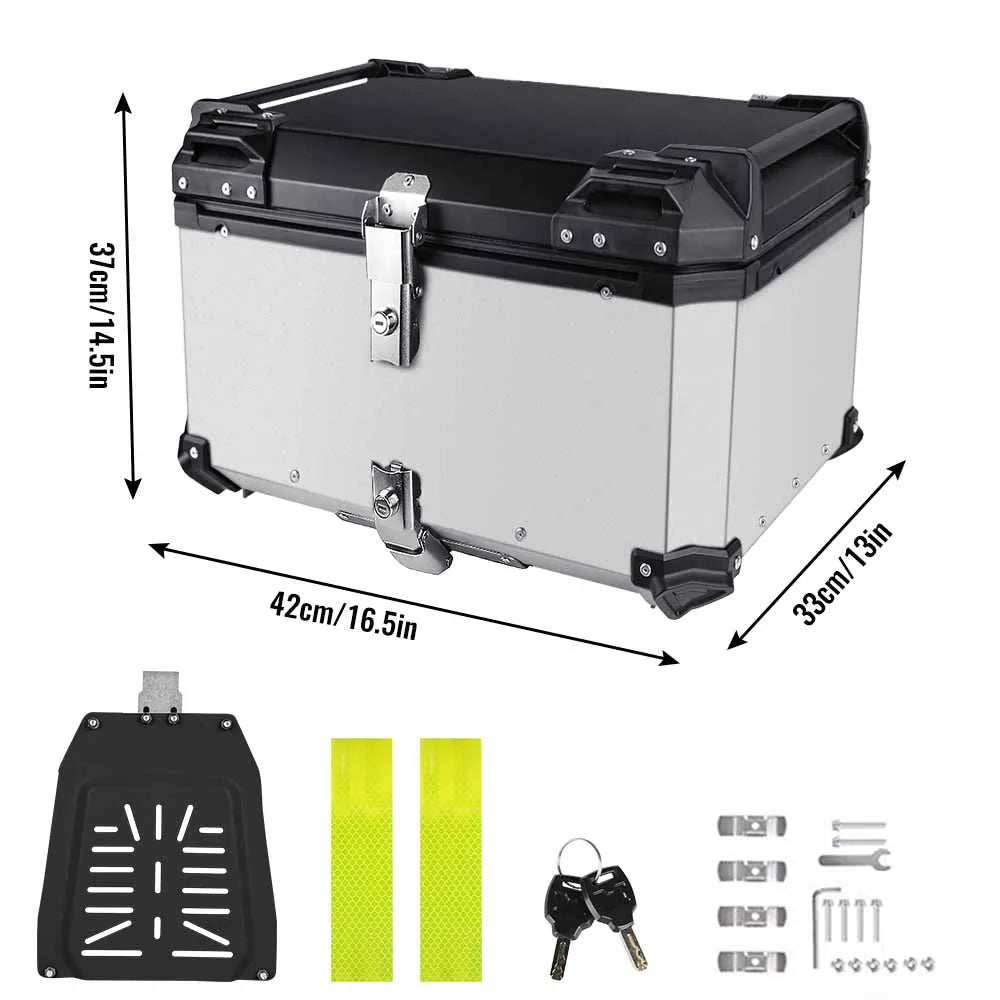 45L / 55L / 65L Motorcycle Top Box - Aluminum or ABS Waterproof Rear Trunk