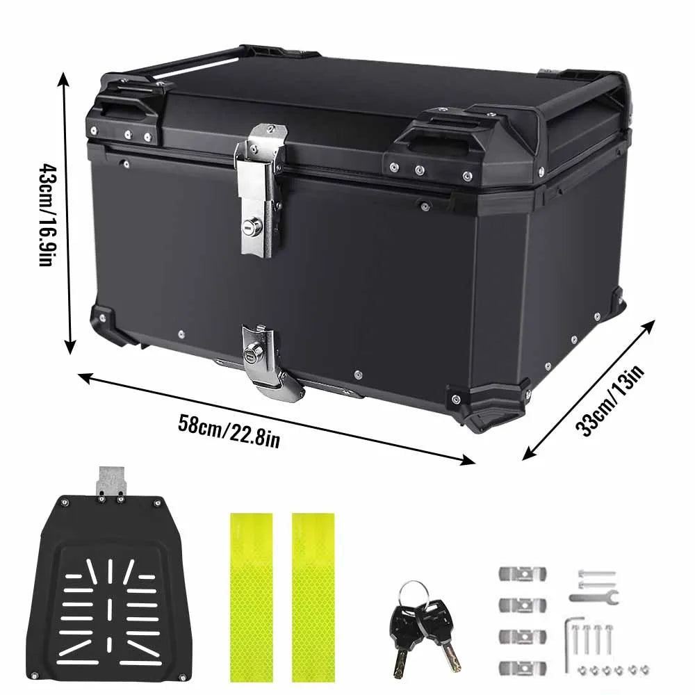 45L / 55L / 65L Motorcycle Top Box - Aluminum or ABS Waterproof Rear Trunk