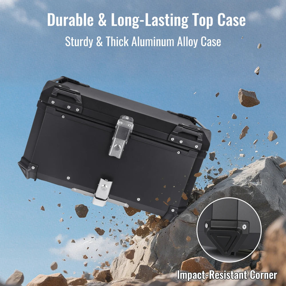 45L / 55L / 65L Motorcycle Top Box - Aluminum or ABS Waterproof Rear Trunk