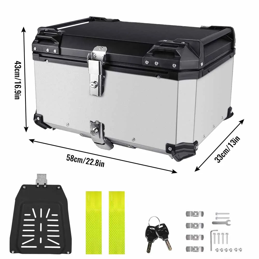 45L / 55L / 65L Motorcycle Top Box - Aluminum or ABS Waterproof Rear Trunk