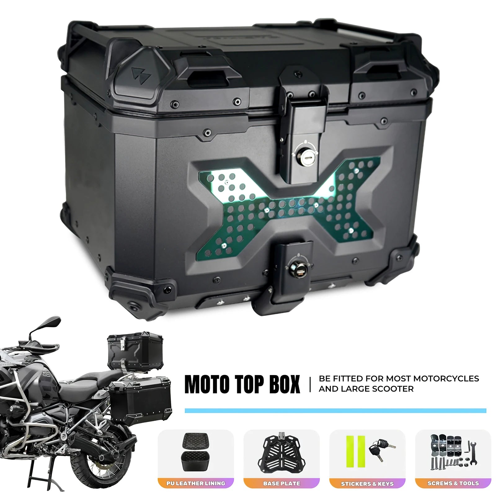45L / 55L / 65L Βαλίτσα Αλουμινίου Μοτοσυκλέτας Top Box – Πίσω Μπαγκαζιέρα Γενικής Χρήσης