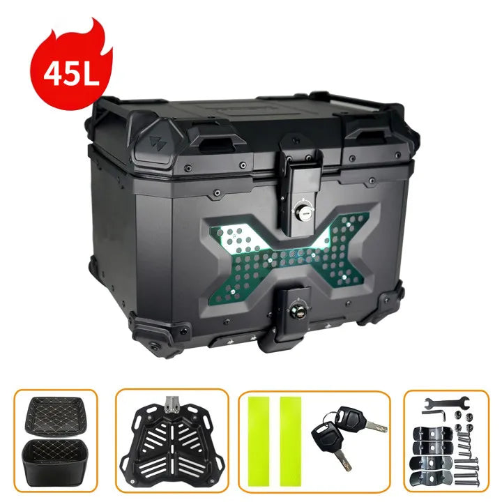 45L / 55L / 65L Aluminum Motorcycle Top Box – Universal Rear Luggage Case