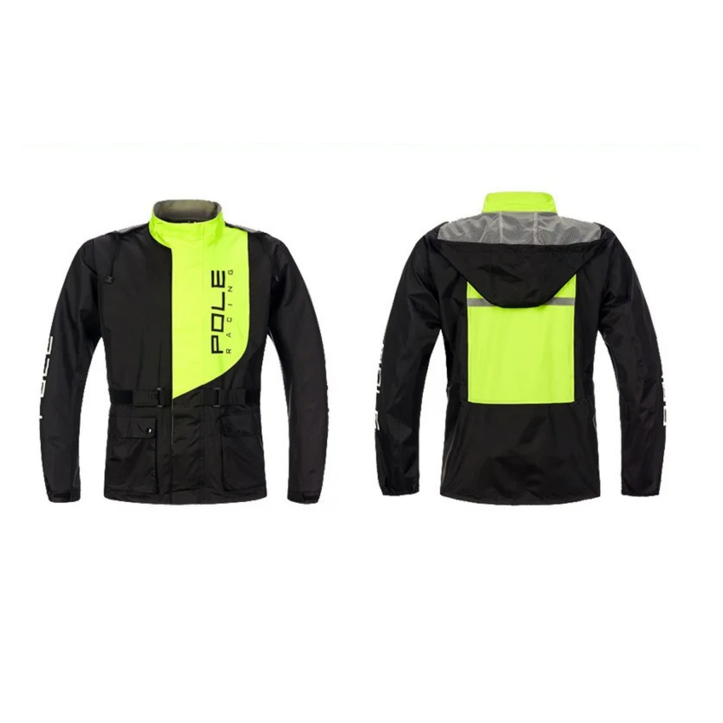 POLE Waterproof Reflective Motorcycle Rain Suit Jacket & Pants Set