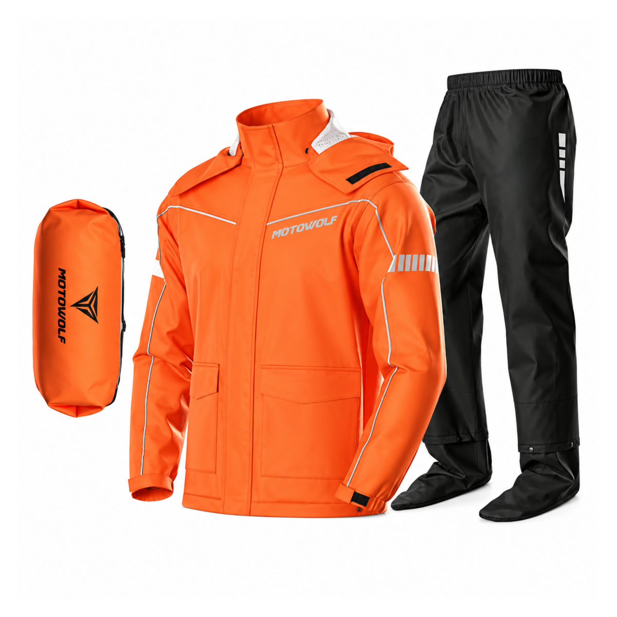 Reflective Waterproof Motorcycle Rain Suit Jacket & Pants