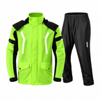 Traje de lluvia para moto reflectante, chaqueta verde flúor y negra con pantalón – imagen principal