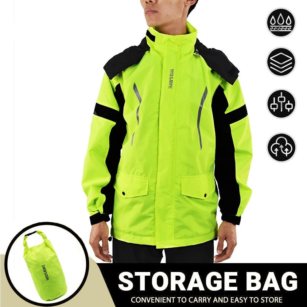 Waterproof Reflective Motorcycle Rain Suit Jacket & Pants