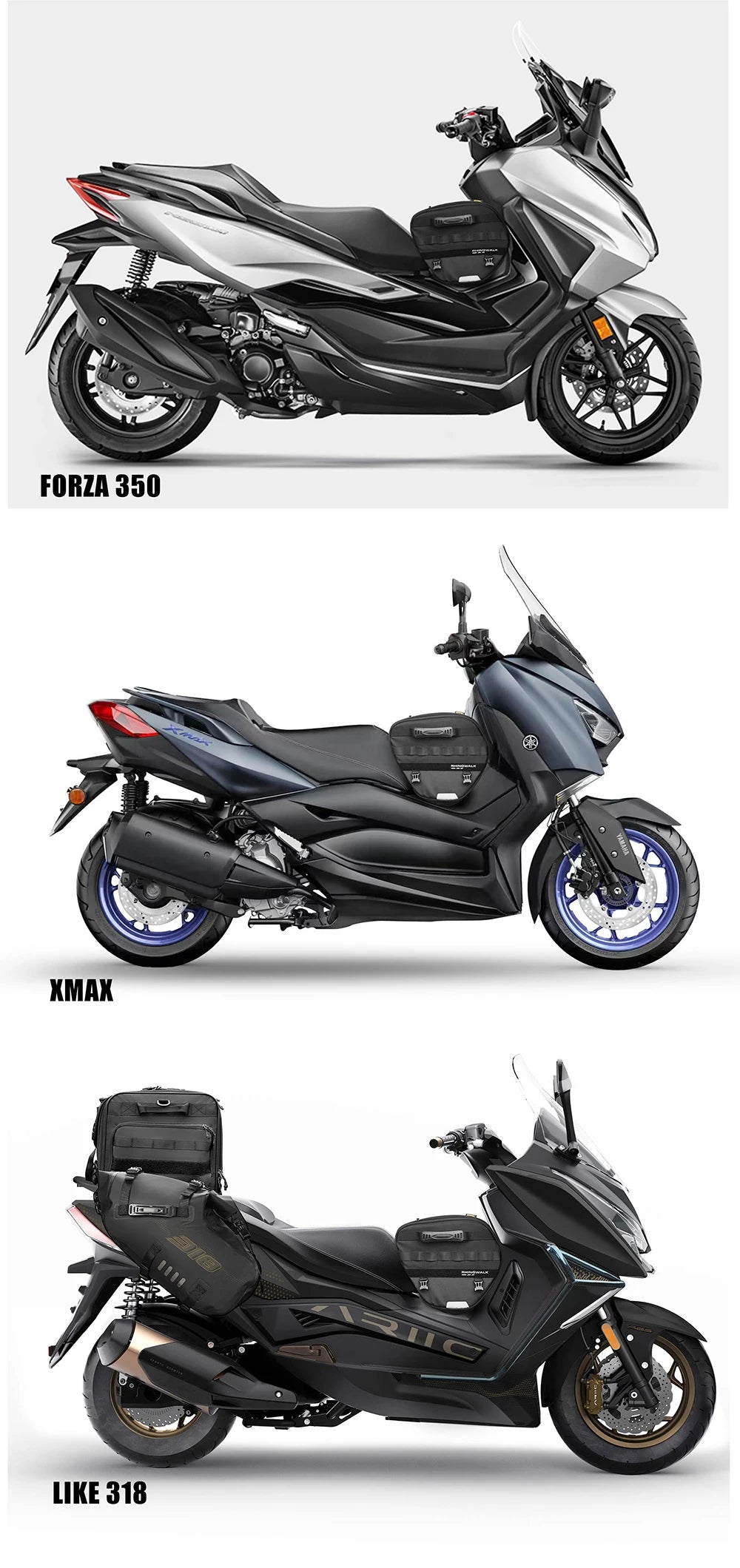 Rhinowalk 15L Motorcycle Tunnel Bag – Waterproof Scooter & Tail Seat Bag with Rain Cover