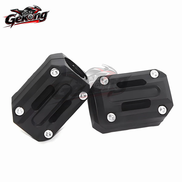 Pair of black engine crash bar bumper blocks with DS logo