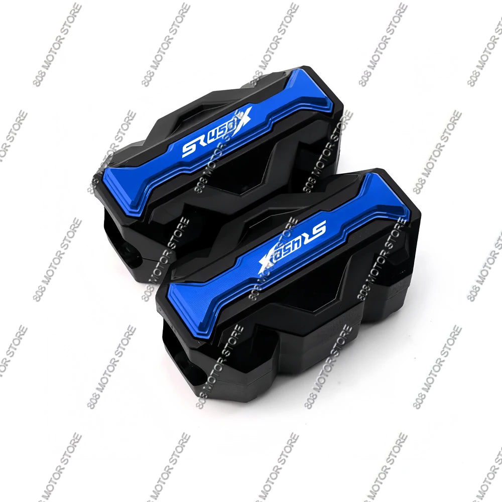 Blue SR450X crash bar protector blocks