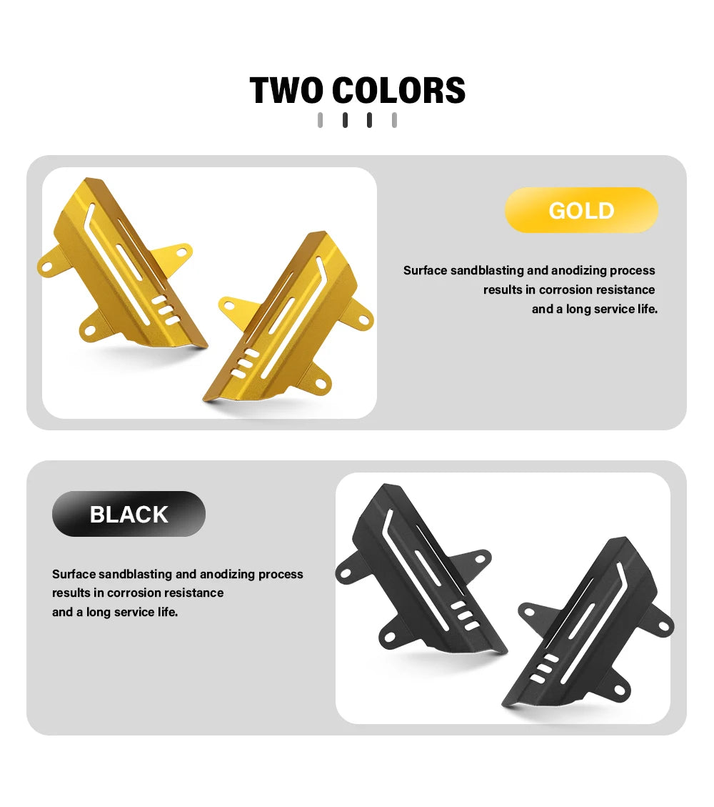 Fork cover color options, gold and black
