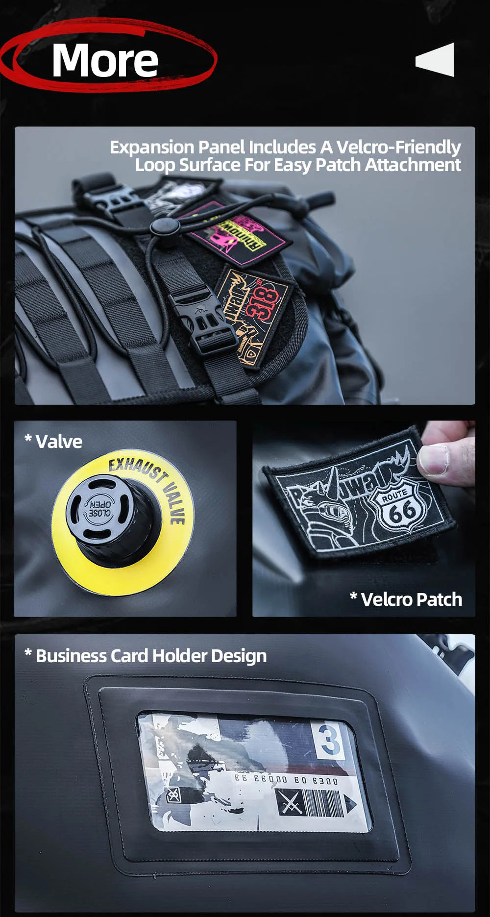 Rhinowalk Waterproof Motorcycle Tail Dry Bag - Modular 20L to 65L Rear Luggage