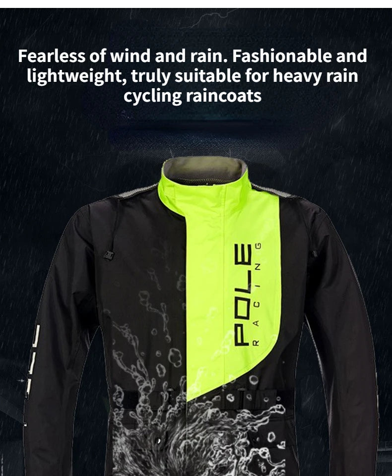 POLE Waterproof Reflective Motorcycle Rain Suit Jacket & Pants Set