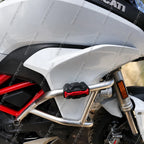 Red crash bar slider block on engine guard