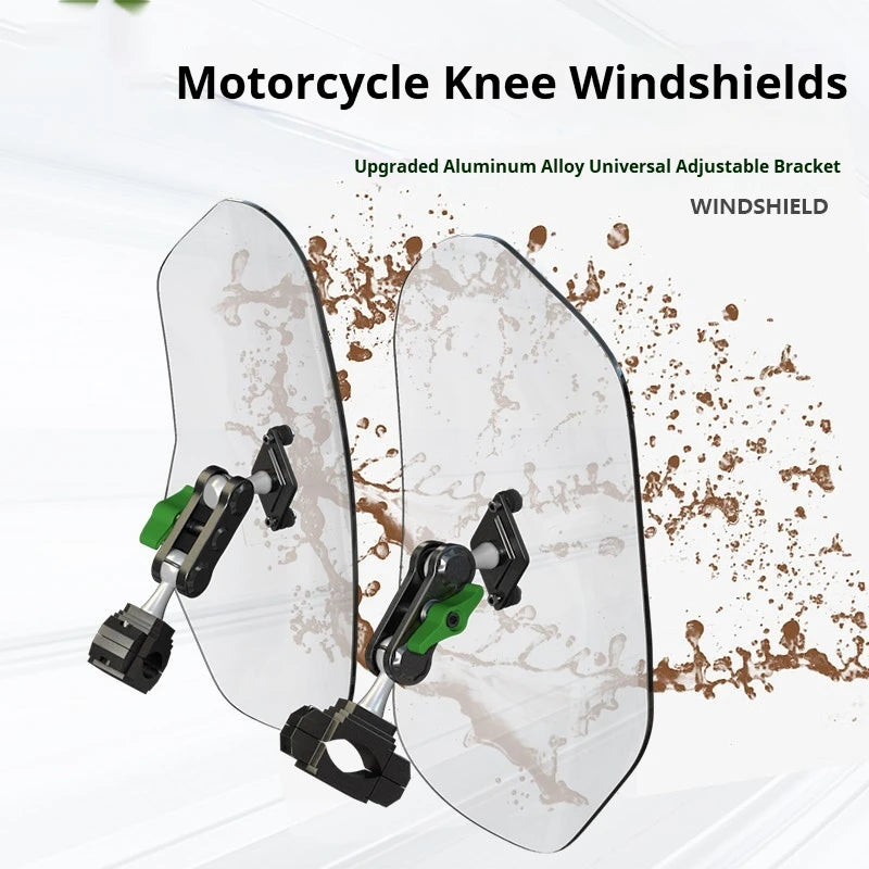 Upgraded motorcycle knee windshields with alloy bracket