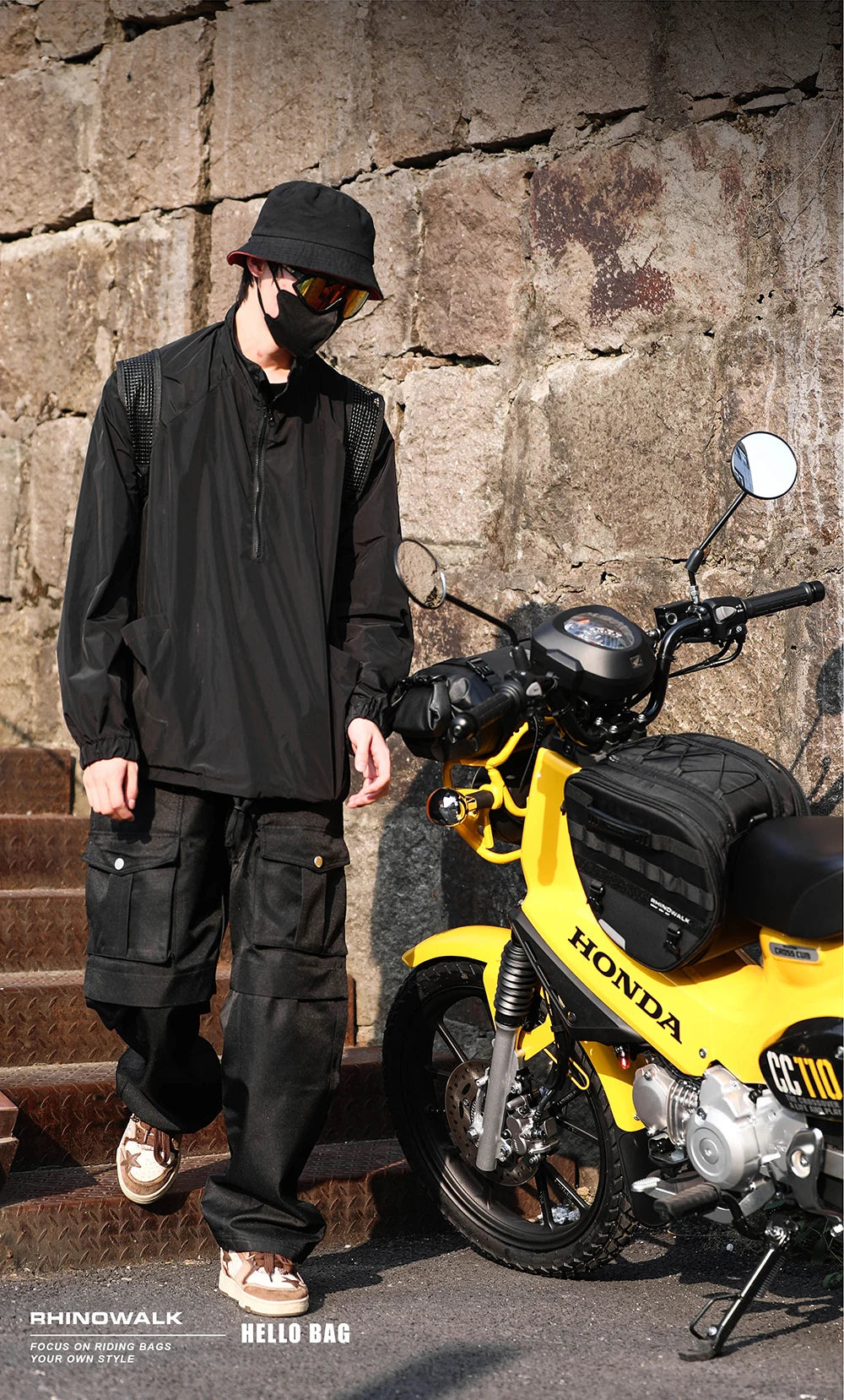 Rhinowalk 15L Motorcycle Tunnel Bag – Waterproof Scooter & Tail Seat Bag with Rain Cover