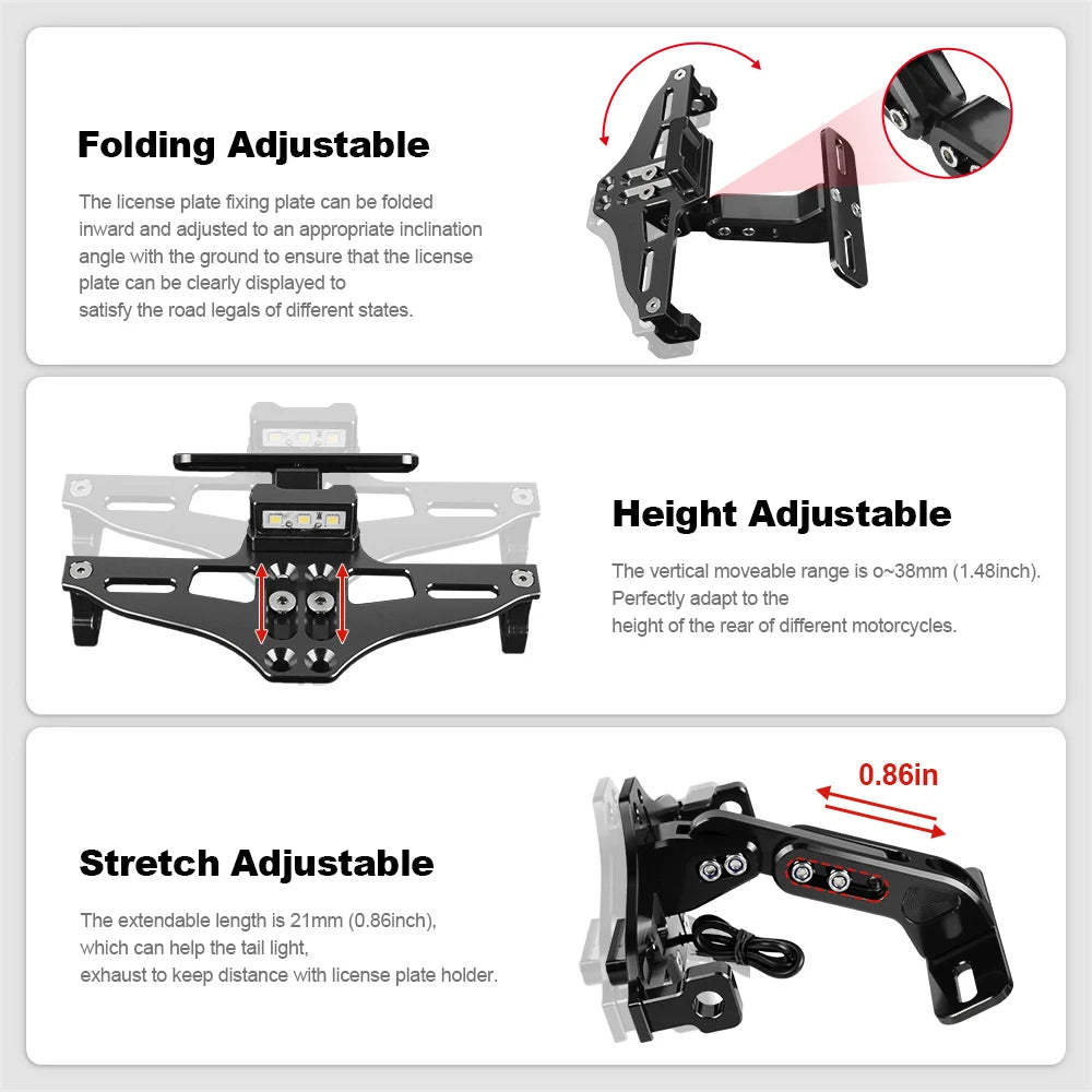 VOGE Motorcycle LED License Plate Holder Bracket