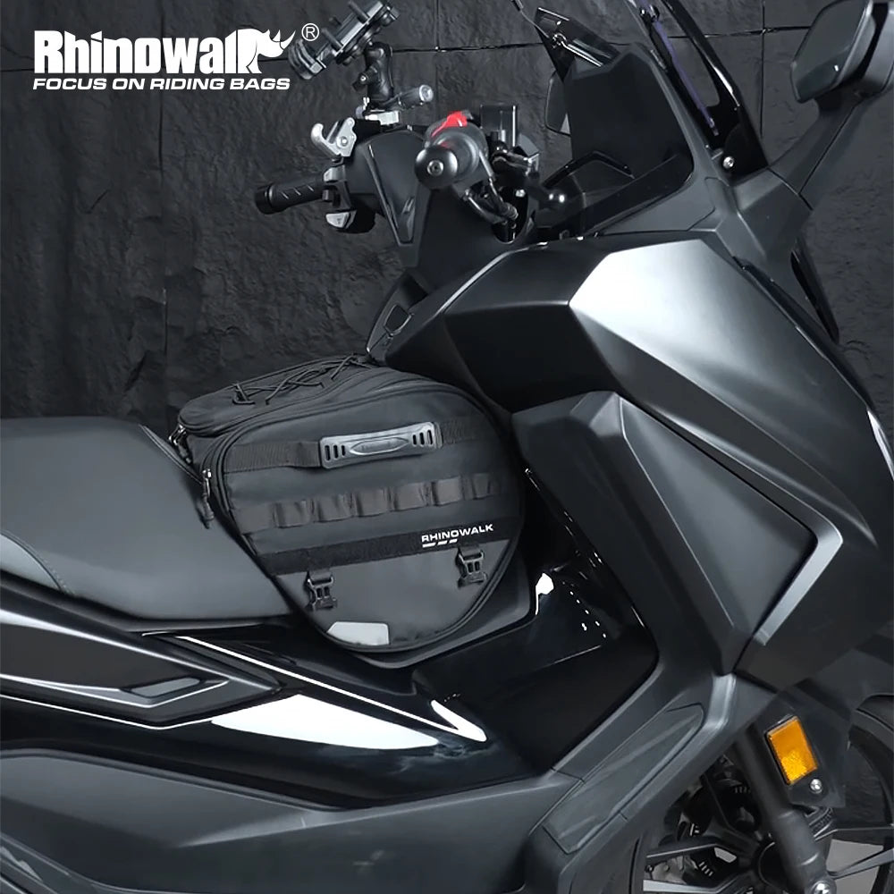 Rhinowalk 15L Motorcycle Tunnel Bag – Waterproof Scooter & Tail Seat Bag with Rain Cover