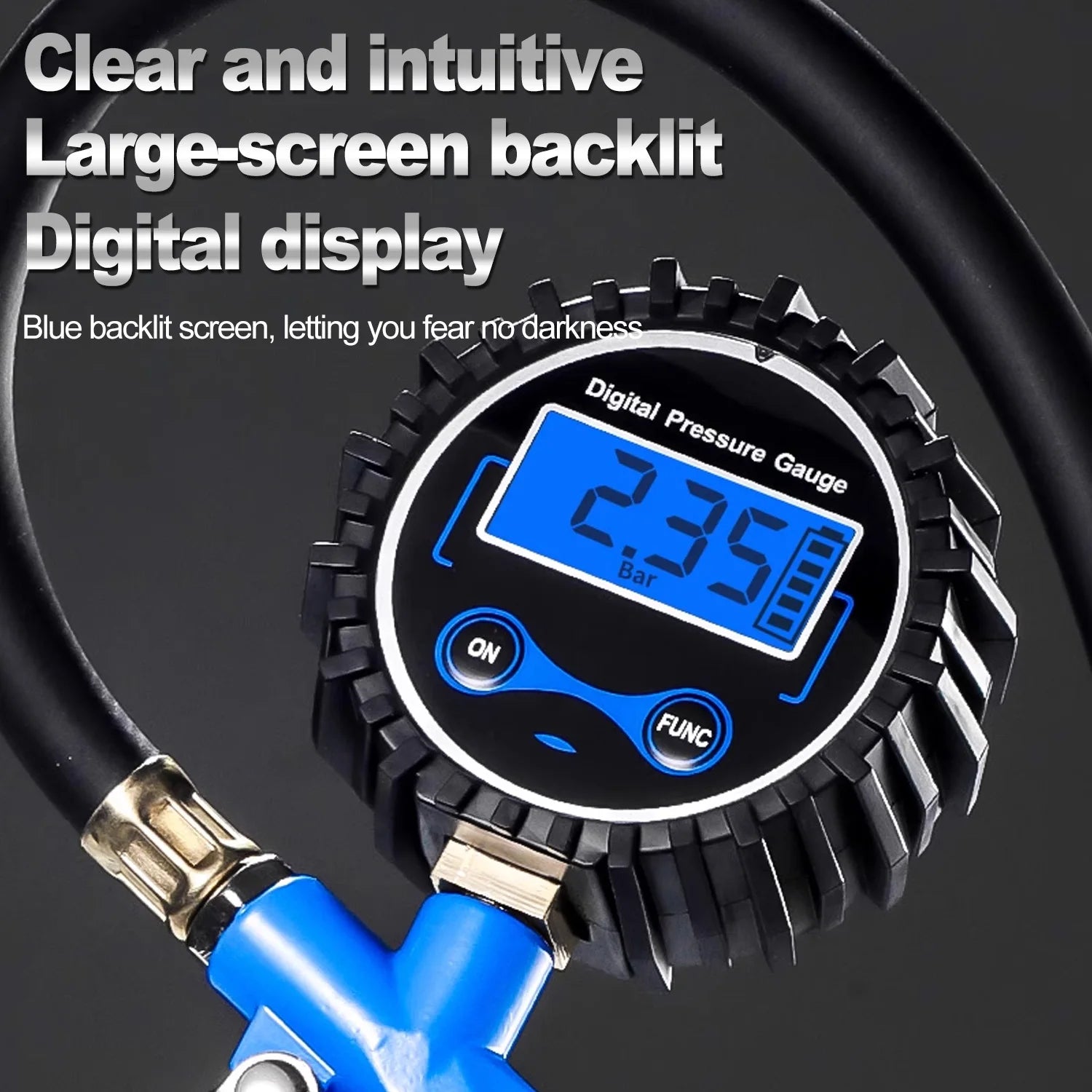 Universal Motorcycle Tyre Pressure Gauge with Inflator Hose