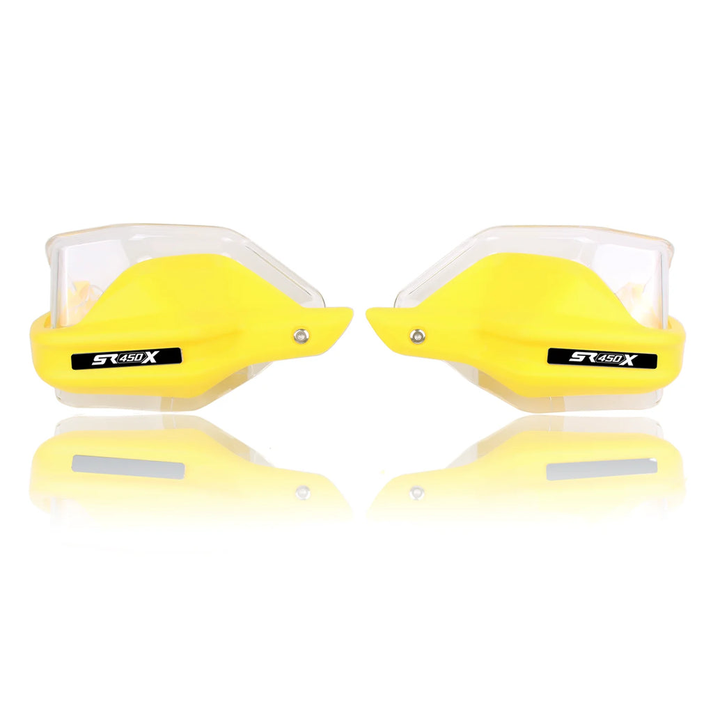 Yellow SR450X handguards with clear shields