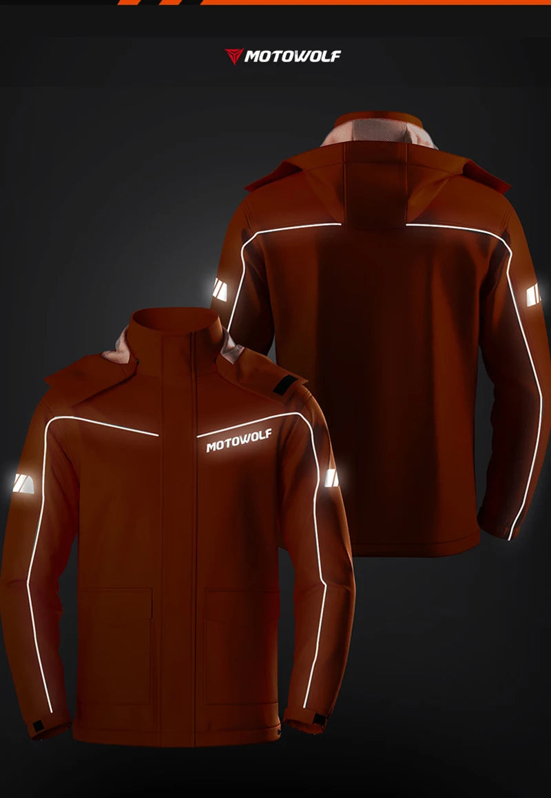 Reflective Waterproof Motorcycle Rain Suit Jacket & Pants