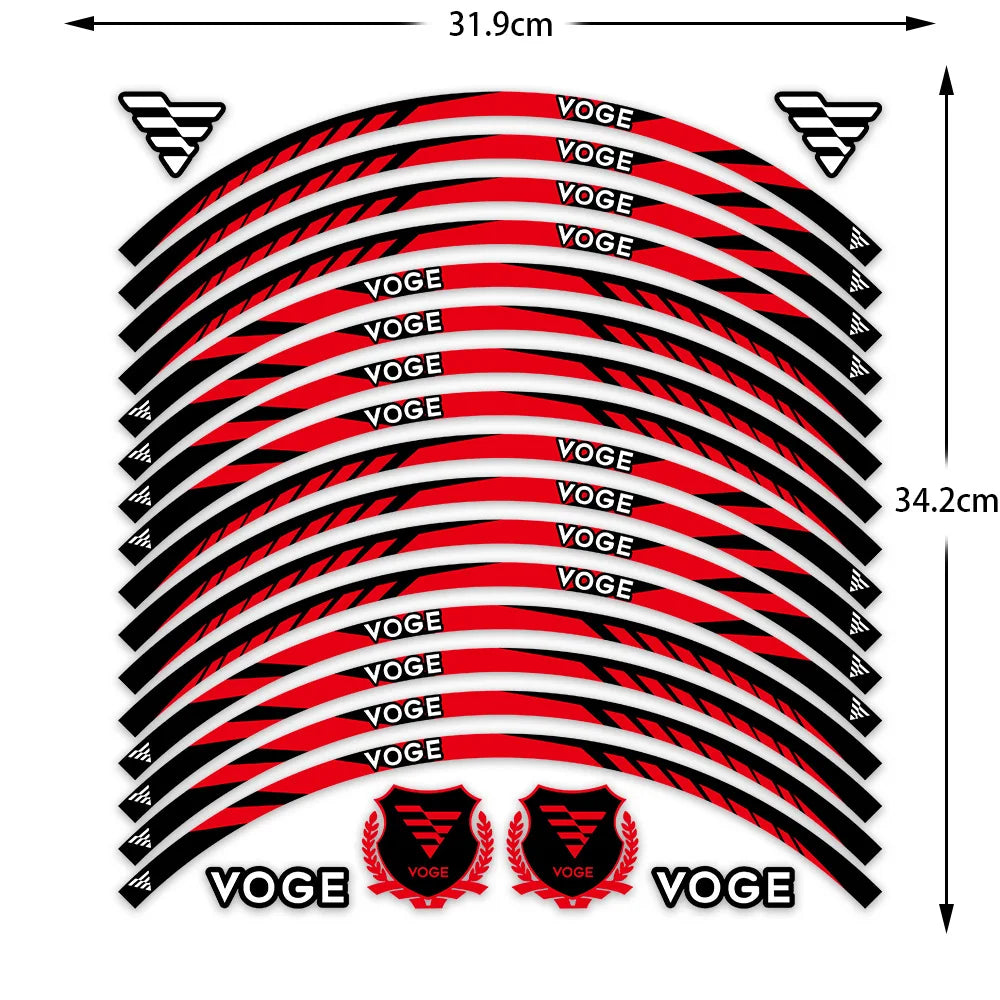 Reflective Wheel Rim Stickers for VOGE Motorcycles – 17” Rim Decal Set (Front & Rear)
