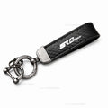 Black carbon leather SR4 MAX keyring with horseshoe clip