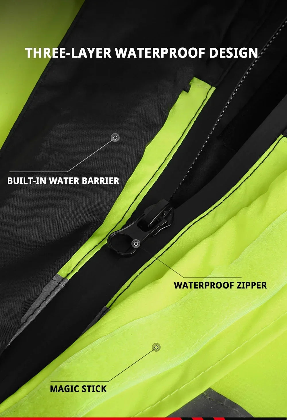 LED Reflective Waterproof Motorcycle Rain Suit Jacket & Pants