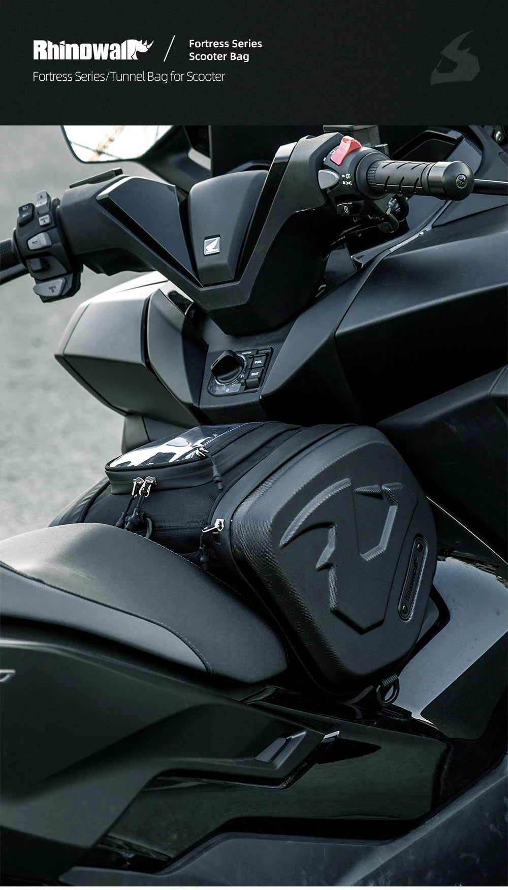 Borsa Tunnel Rigida per Scooter Voge Sfida SR250GT / SR4 MAX 16L con Copertura Antipioggia