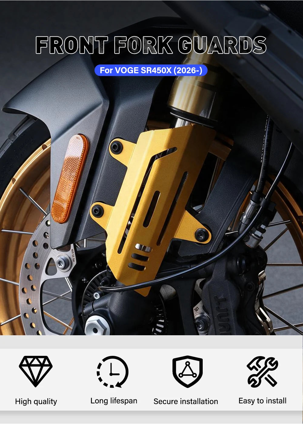 SR450X front fork guards product showcase