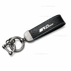 SR4 MAX carbon leather keychain with blue stitching