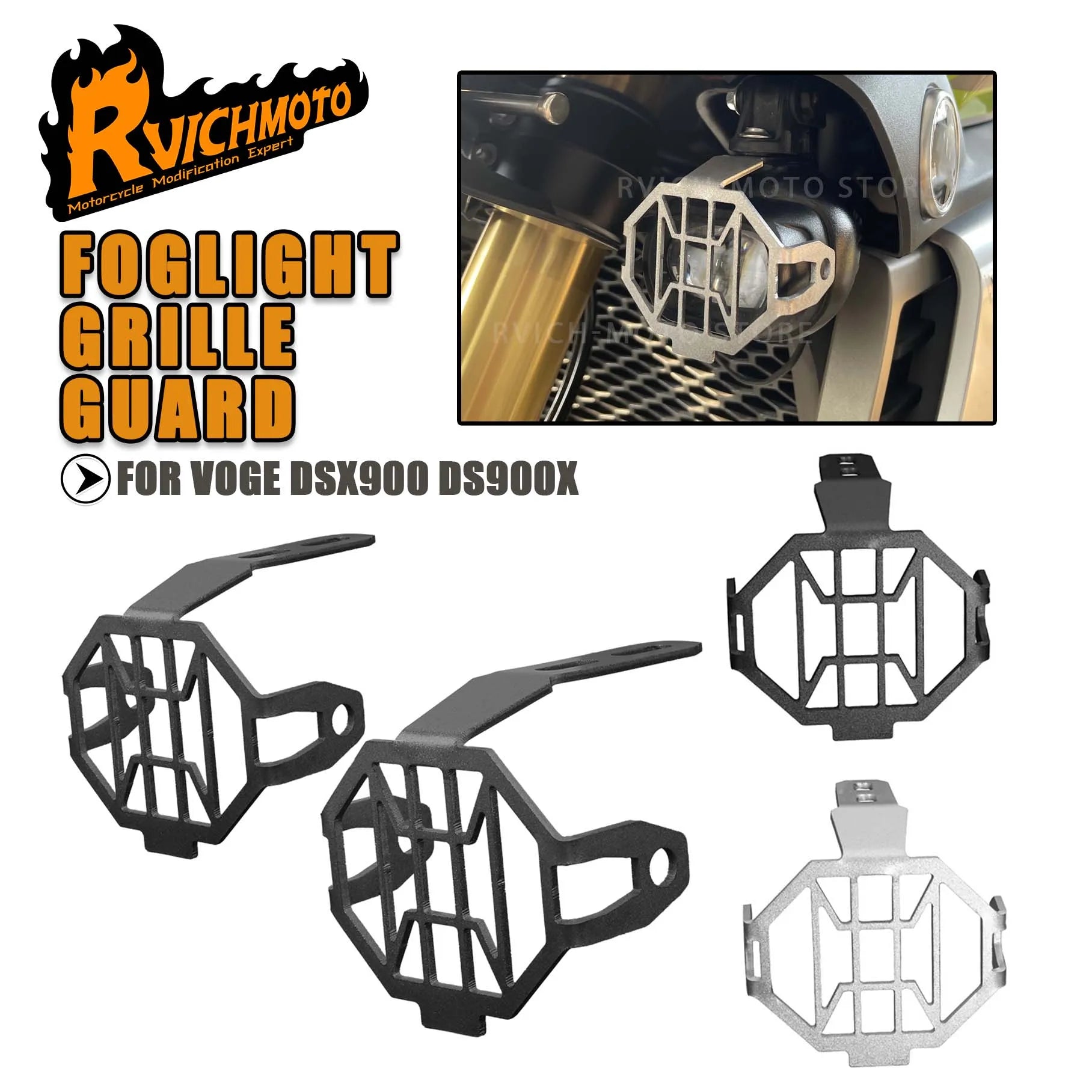 Protector de rejilla de luz antiniebla y soporte para VOGE DS900X / DSX900