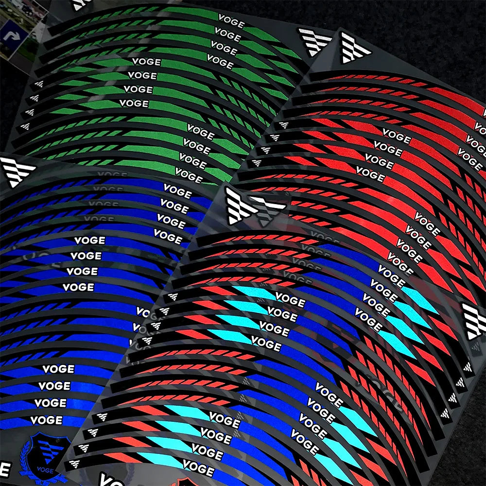 Reflective Wheel Rim Stickers for VOGE Motorcycles – 17” Rim Decal Set (Front & Rear)