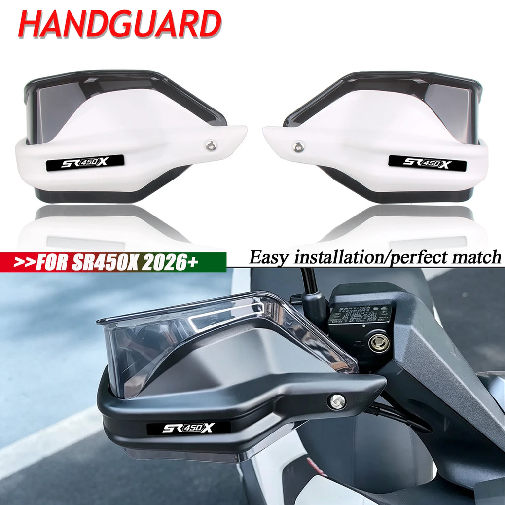 SR450X handguards, white pair and installed view