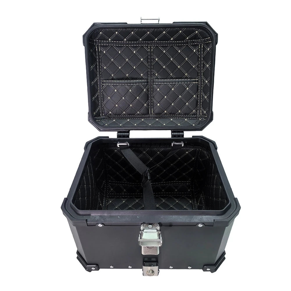 65L Aluminum Motorcycle Top Box - Waterproof Rear Trunk with Quick Release Mount
