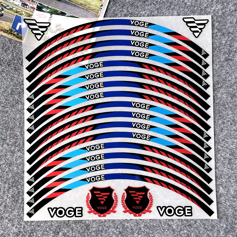 Reflective Wheel Rim Stickers for VOGE Motorcycles – 17” Rim Decal Set (Front & Rear)