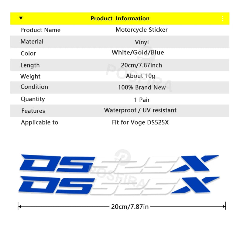 Waterproof Motorcycle Stickers for VOGE 525 DSX / 525DSX / DS525X (2023–2025)