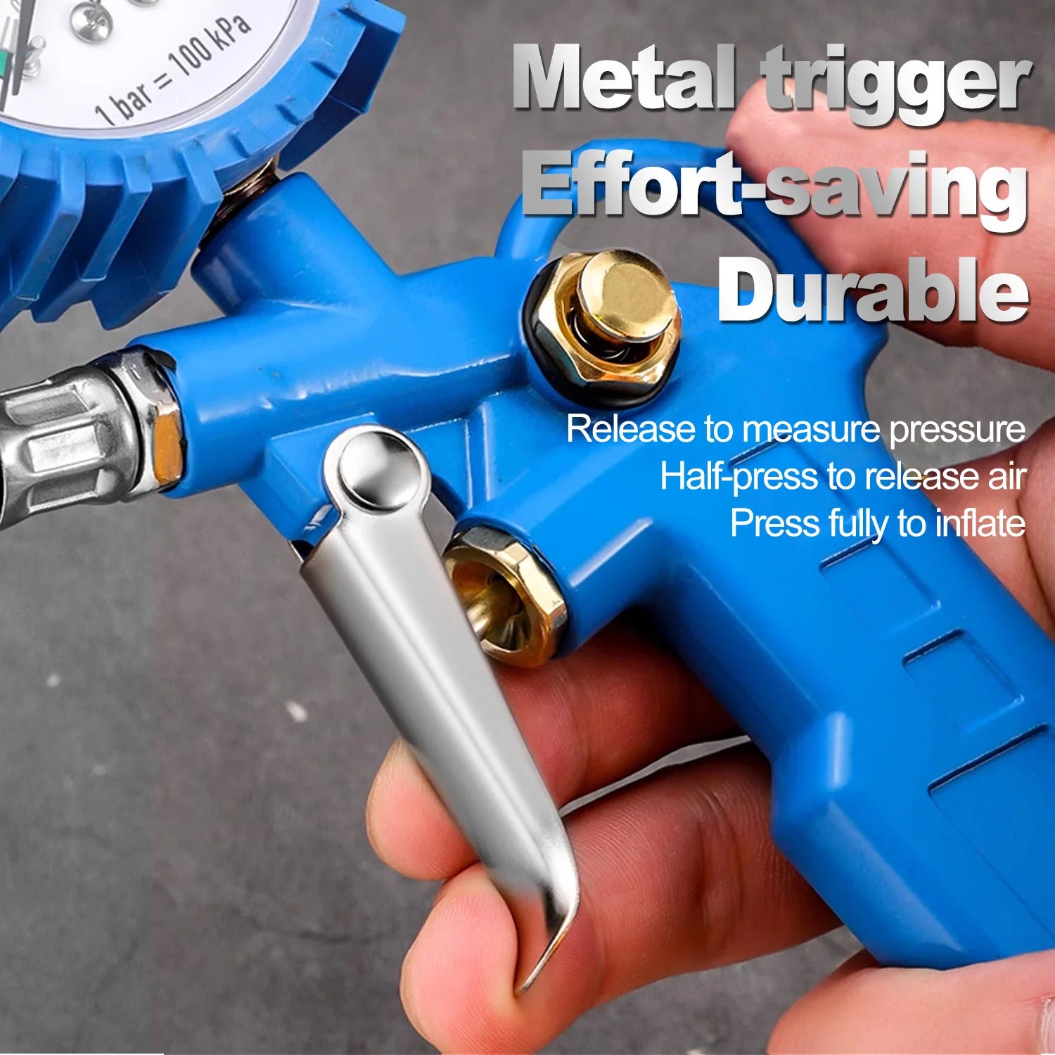 Universal Motorcycle Tyre Pressure Gauge with Inflator Hose