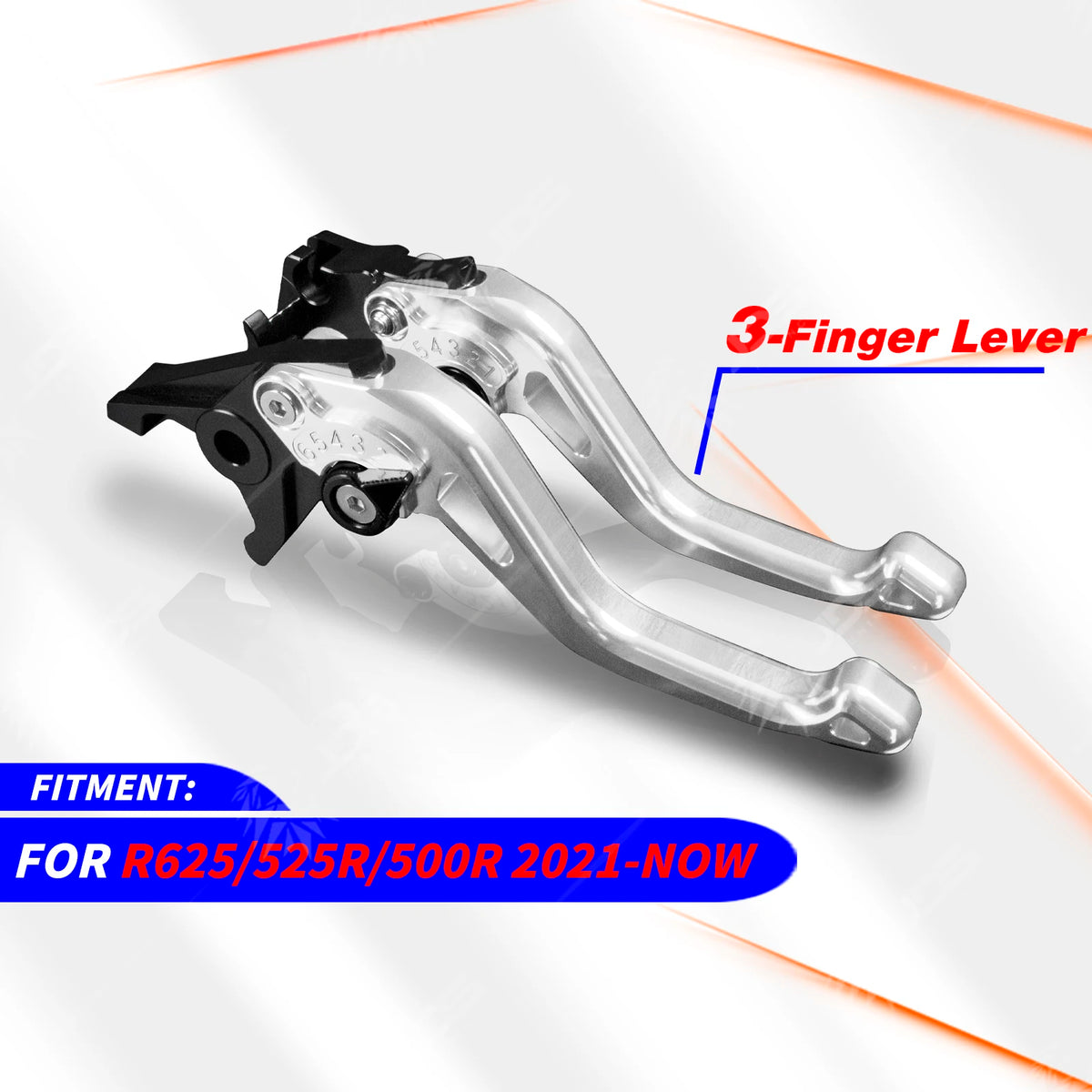 Silver short levers with black adjusters for VOGE R625, 525R, 500R