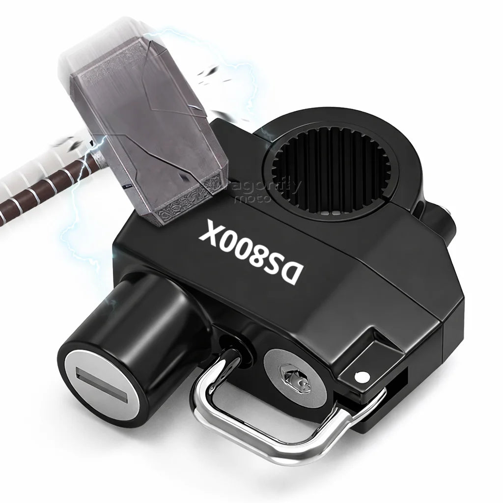 Black DS800X handlebar helmet lock with keys