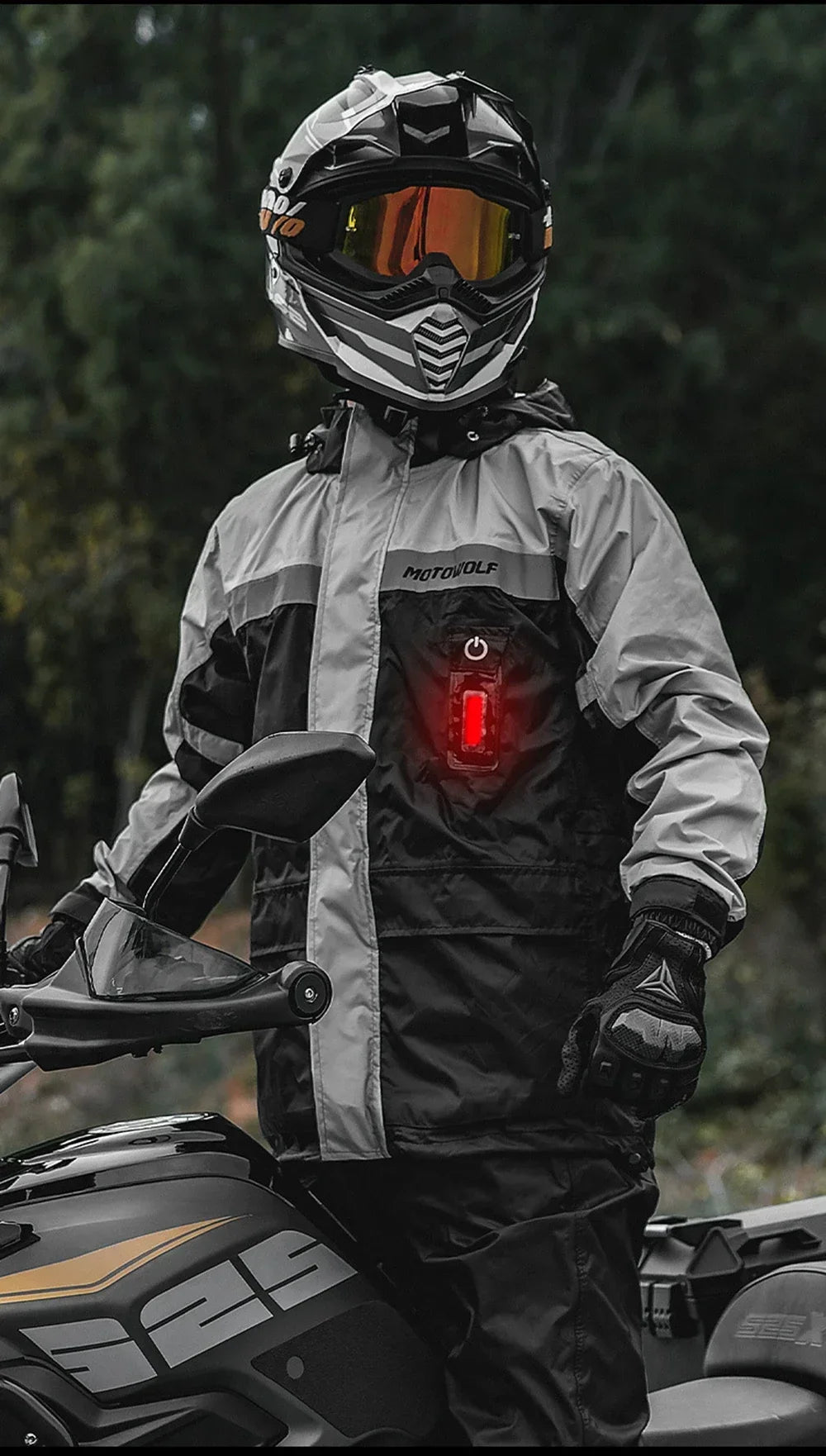 LED Reflective Waterproof Motorcycle Rain Suit Jacket & Pants