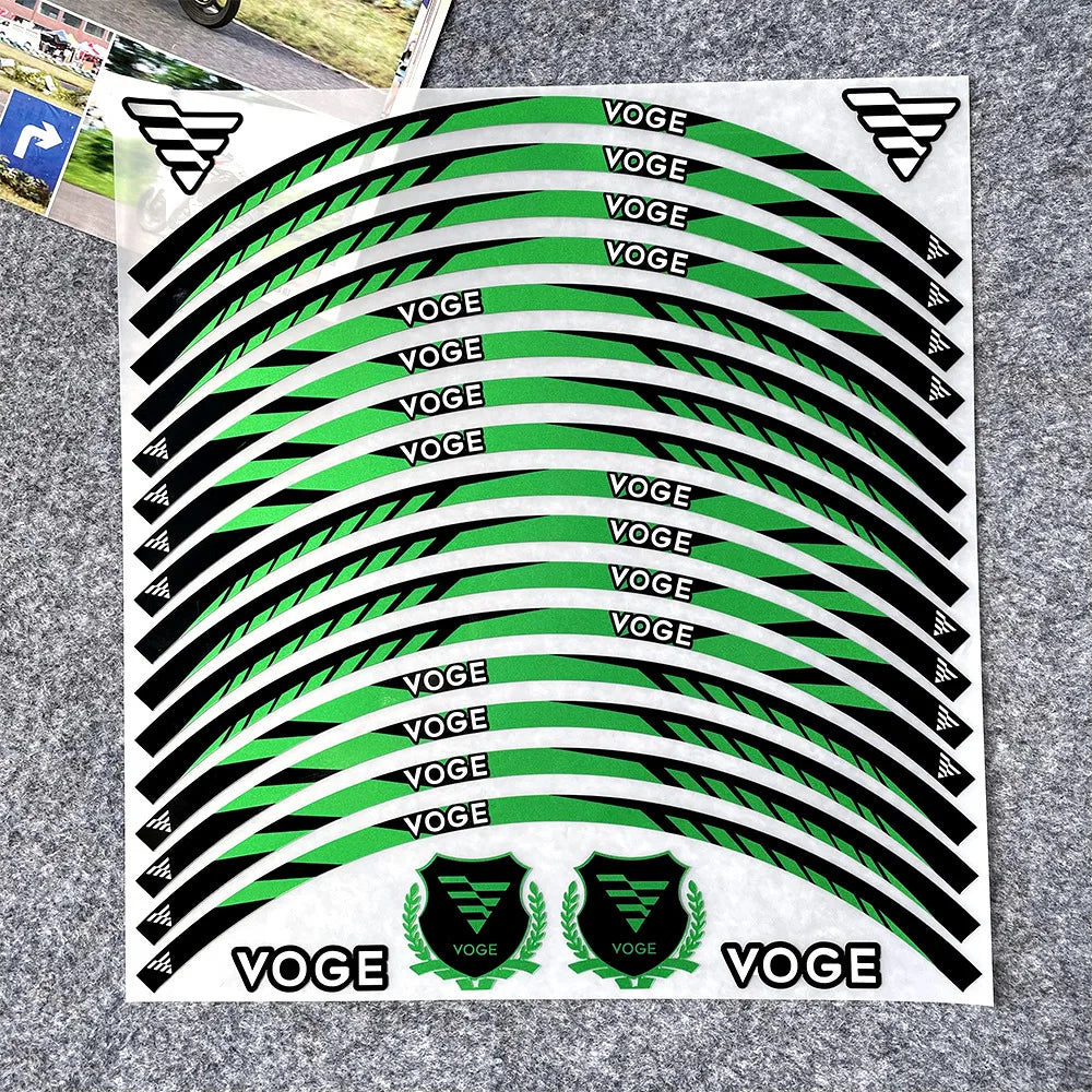 Reflective Wheel Rim Stickers for VOGE Motorcycles – 17” Rim Decal Set (Front & Rear)